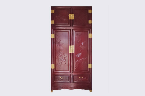 长城区高端中式家居装修深红色纯实木衣柜