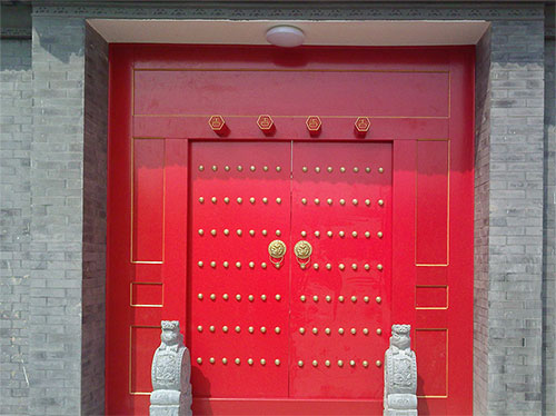 长城区中国传统四合院系列朱红色中式木制大门木作